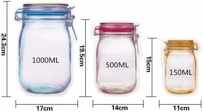 0855 Plastics Transparent Jar Shaped Stand-up Pouch With Zipper