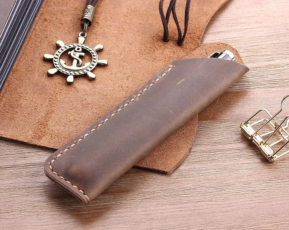 100PCS Vintage Genuine Leather Pen Sleeve (40 dark brown, 40 brown, 20 Wine)