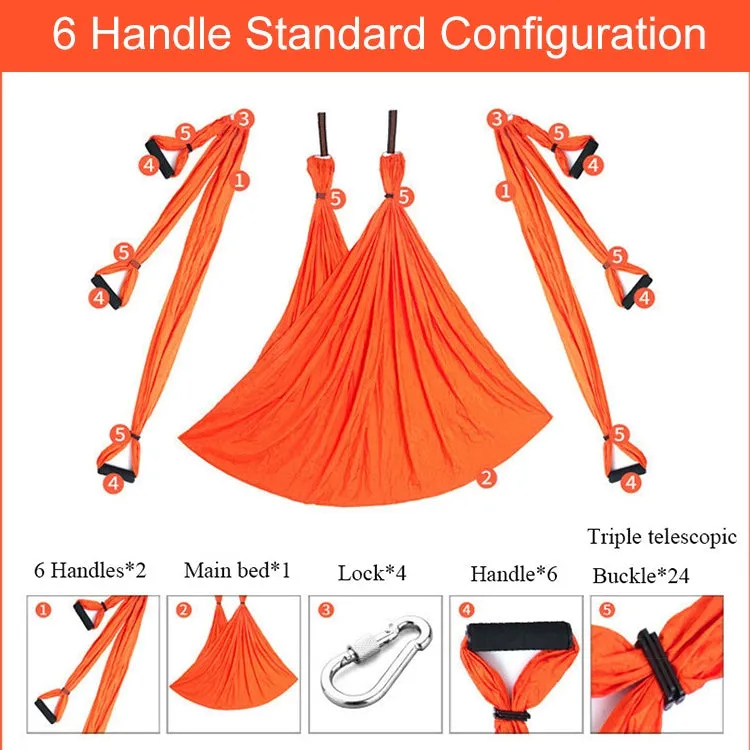 6 Handles Bodybuilding Handstand Inelasticity Aerial Yoga Hammock(Red)