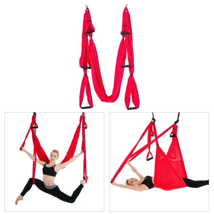 6 Handles Bodybuilding Handstand Inelasticity Aerial Yoga Hammock(Red)