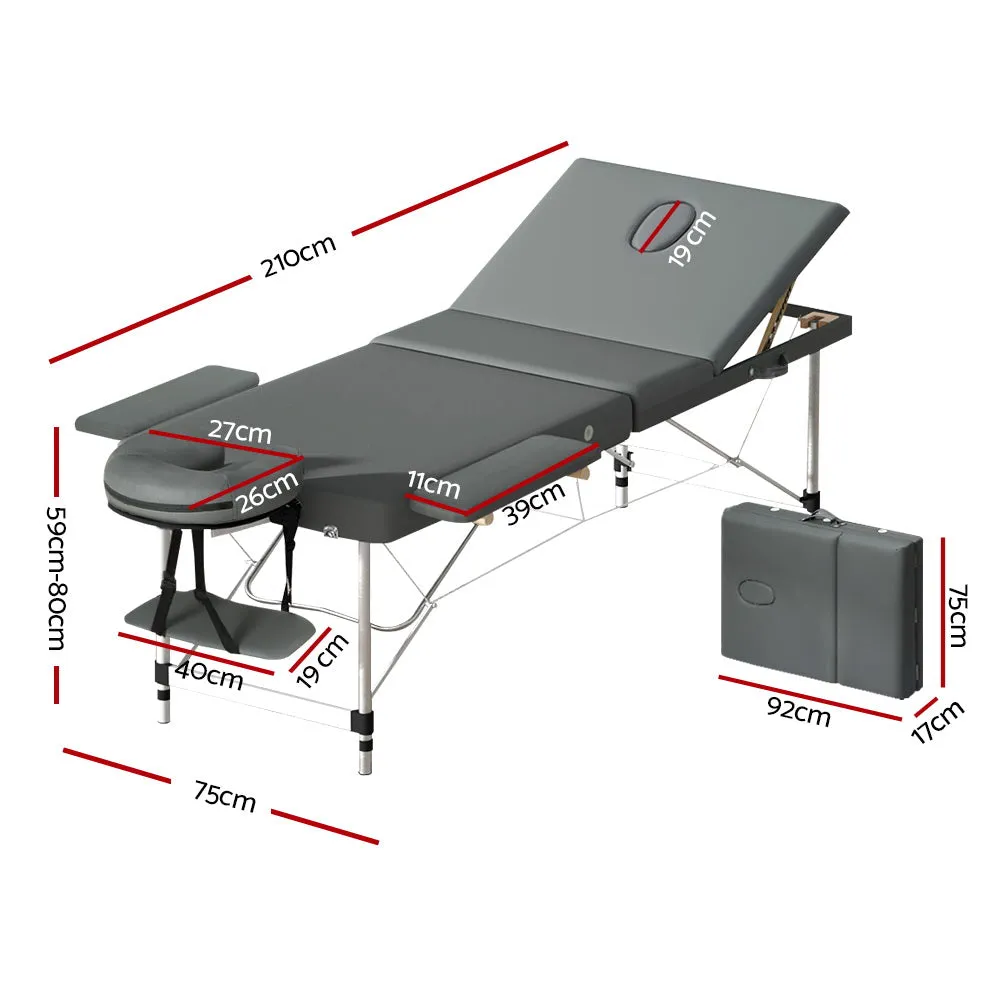 8-Height Adjustable Portable Massage Table Set, Grey – Zenses