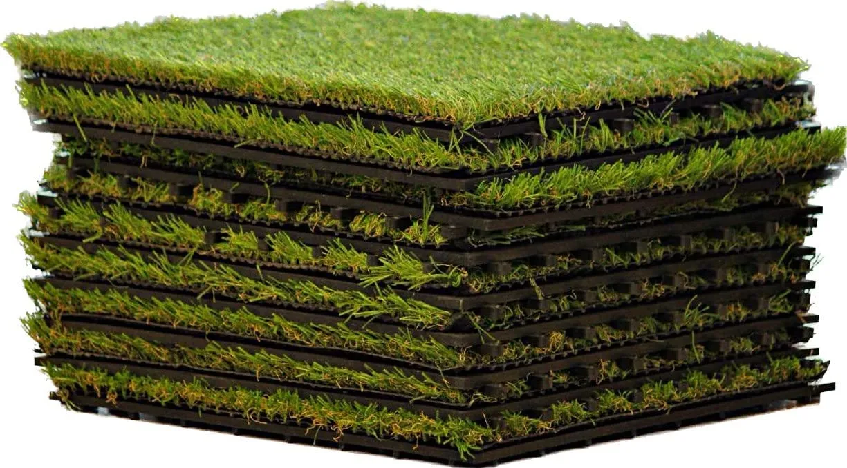 9sq. feet Artificial Grass Tiles high quality construction Soft touch, interlocking tiles