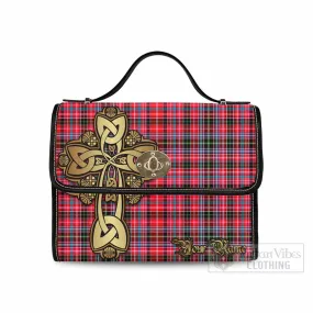 Aberdeen District Tartan Waterproof Canvas Bag Golden Thistle Celtic Cross Style