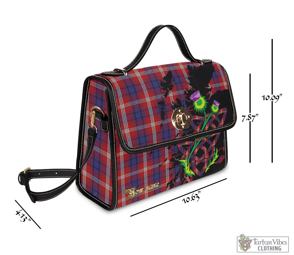 Ainslie Tartan Waterproof Canvas Bag with Scotland Map and Thistle Celtic Accents