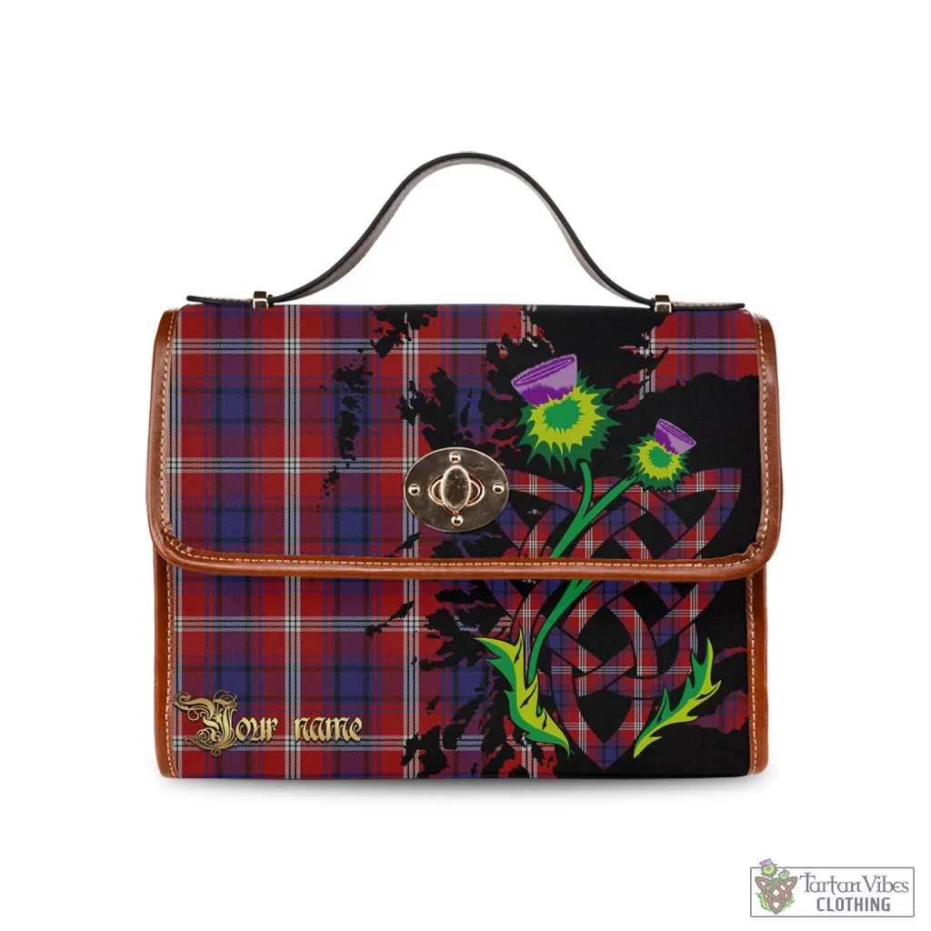 Ainslie Tartan Waterproof Canvas Bag with Scotland Map and Thistle Celtic Accents