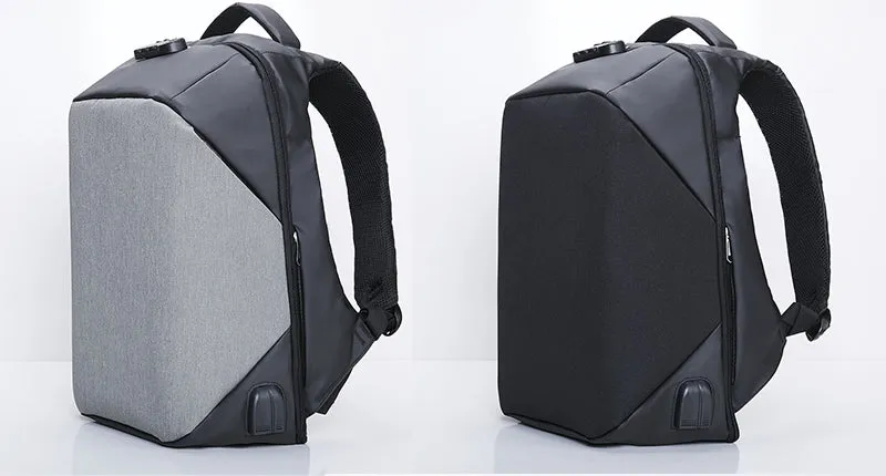 Anti-theft 15.6 inch Laptop Backpack With External USB Charge - Black,Gray