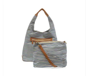 April blue white canvas bag