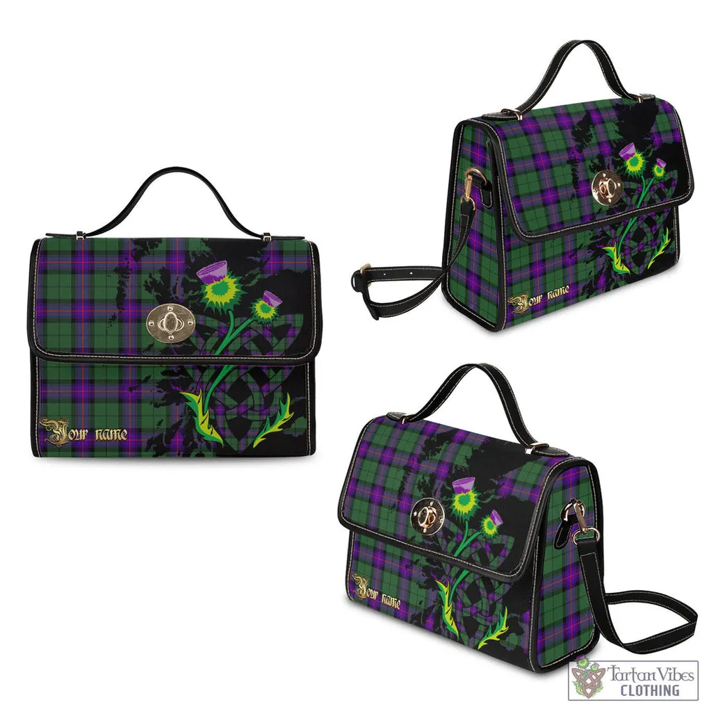 Armstrong Modern Tartan Waterproof Canvas Bag with Scotland Map and Thistle Celtic Accents