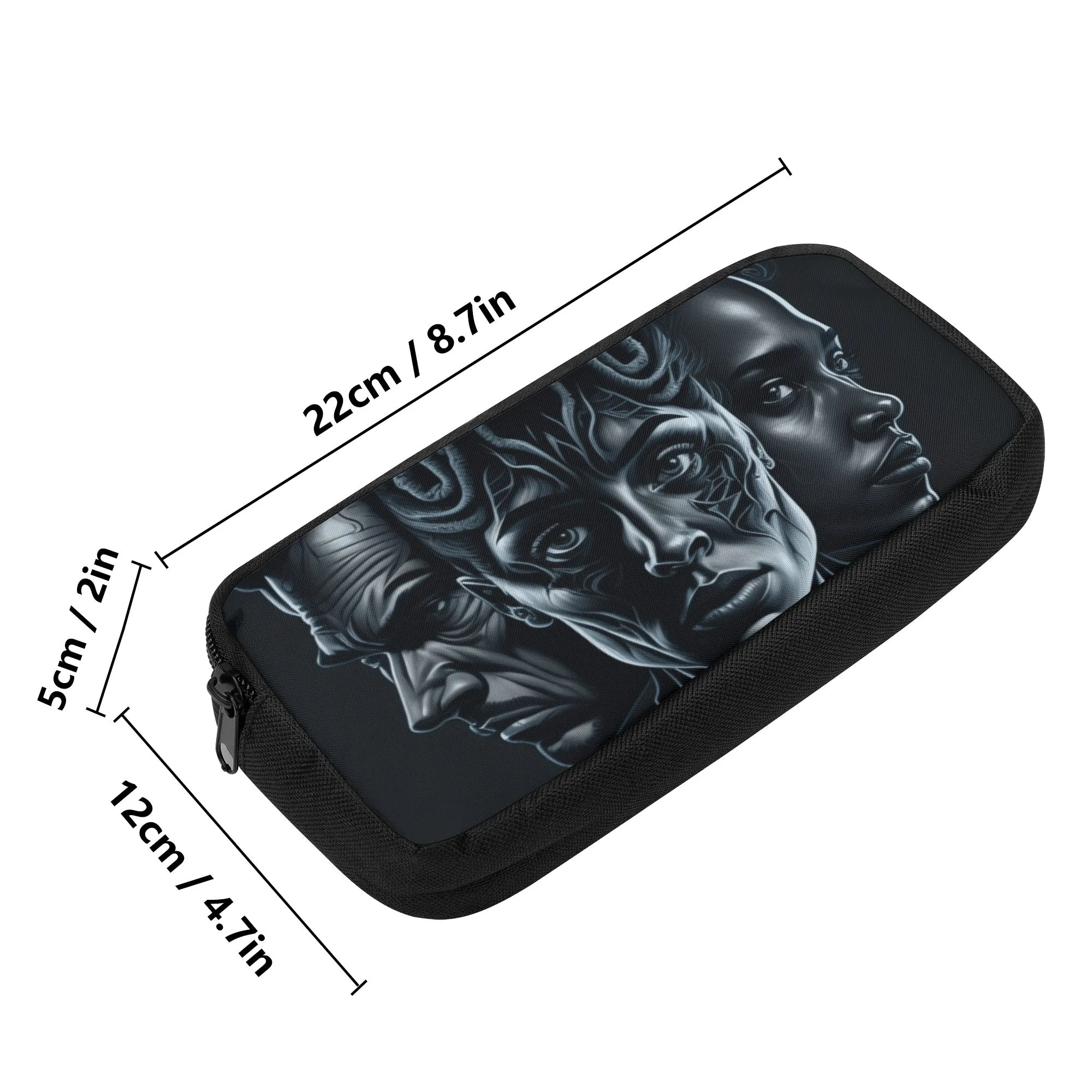 Back to school | Canvas Pencil Case | One-Side Printed | High Quality | Spacious | Halloween Scary Black Faces