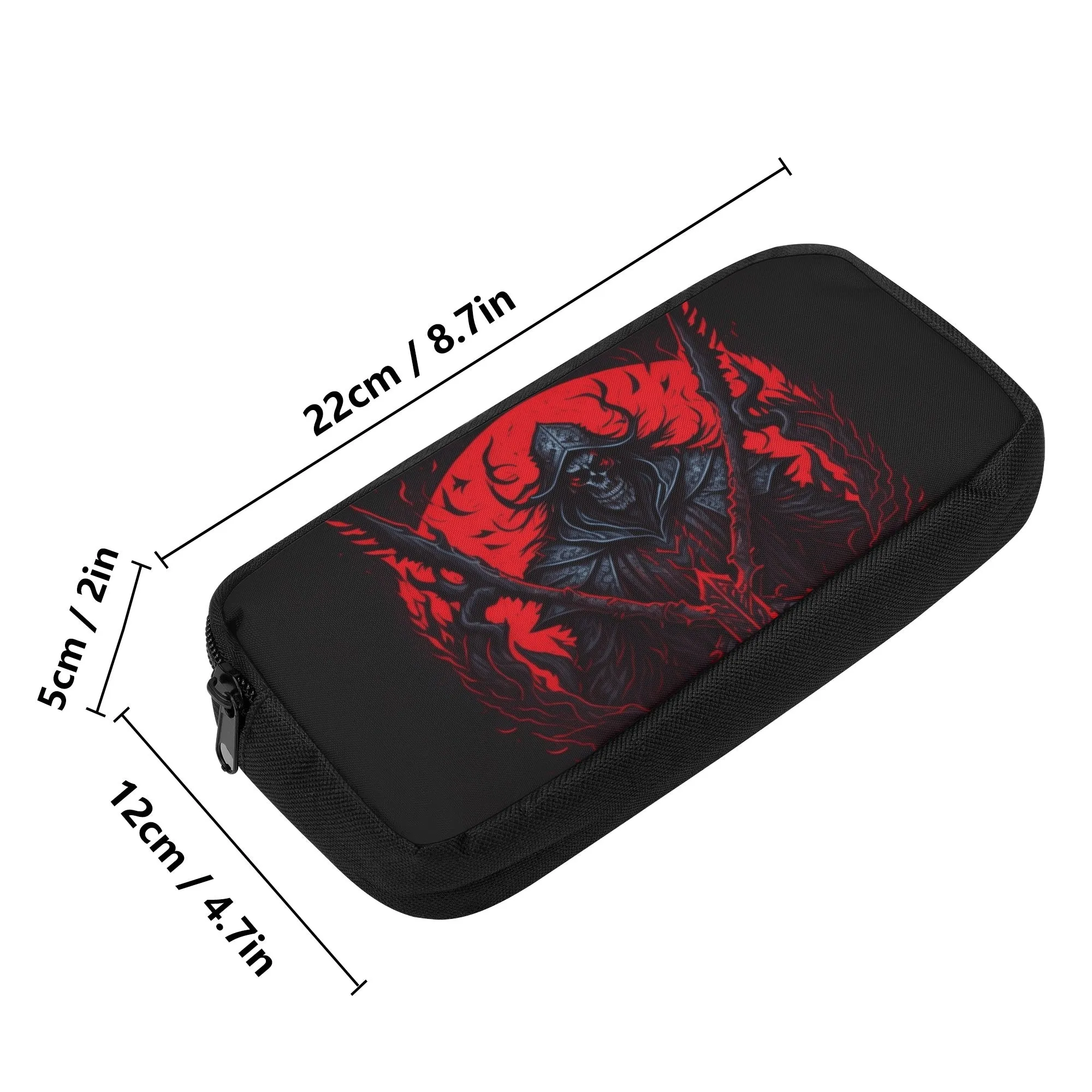 Back to school | Canvas Pencil Case | One-Side Printed | High Quality | Spacious | Halloween Scary Black Skeleton