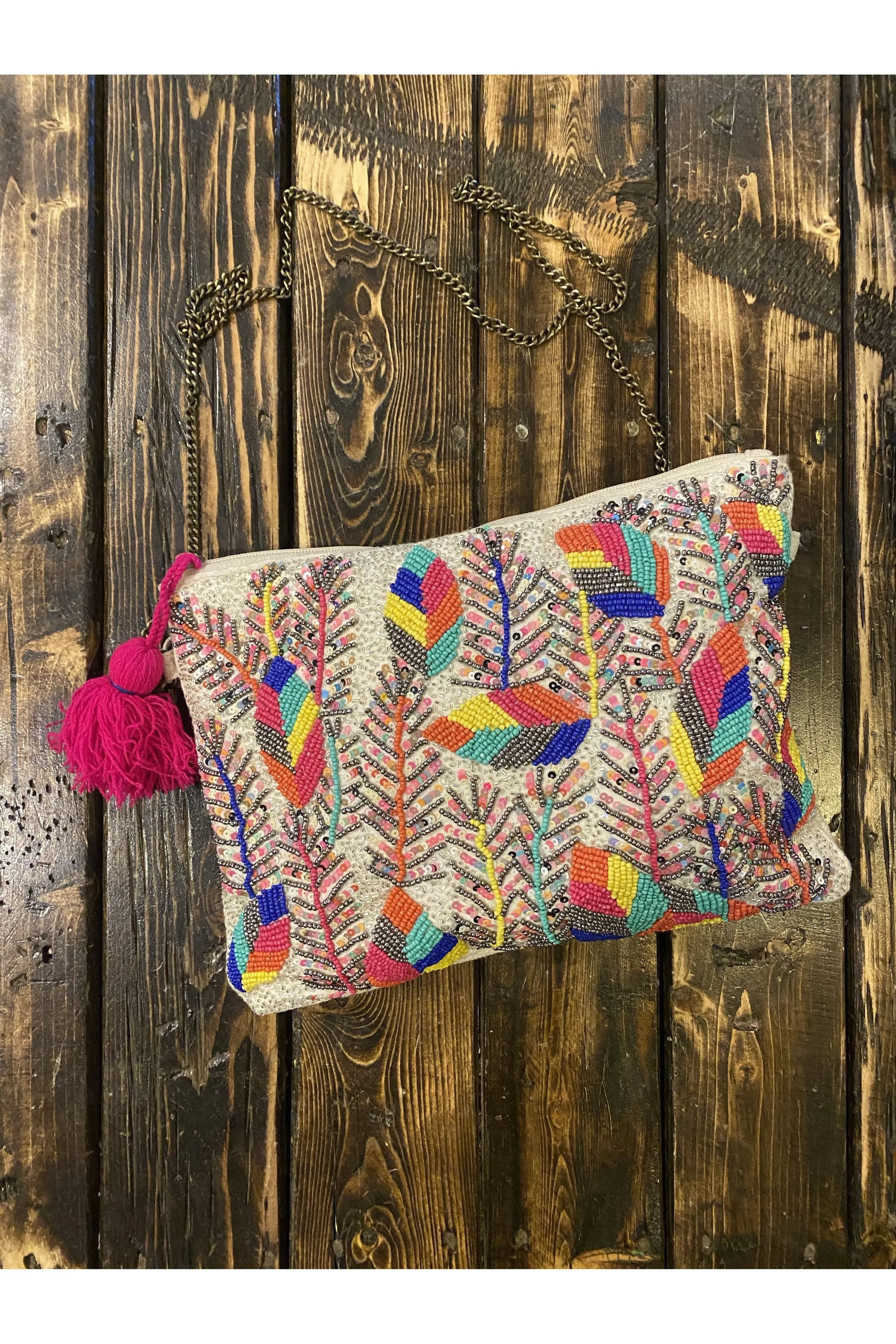 Beaded Leafy Purse