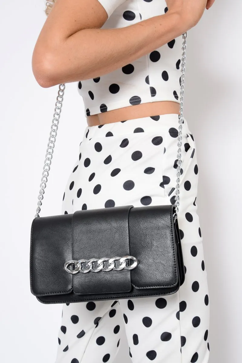 Black Chain Front Shoulder Bag - Layal