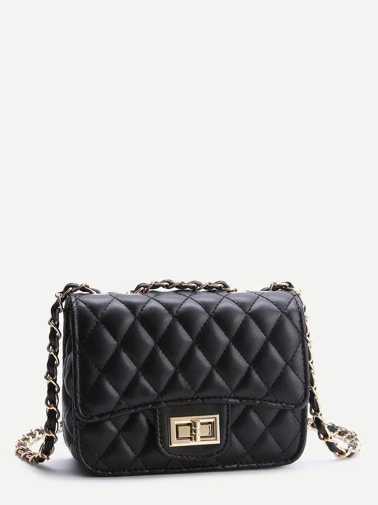 Black Twist Lock Crossbody Bag