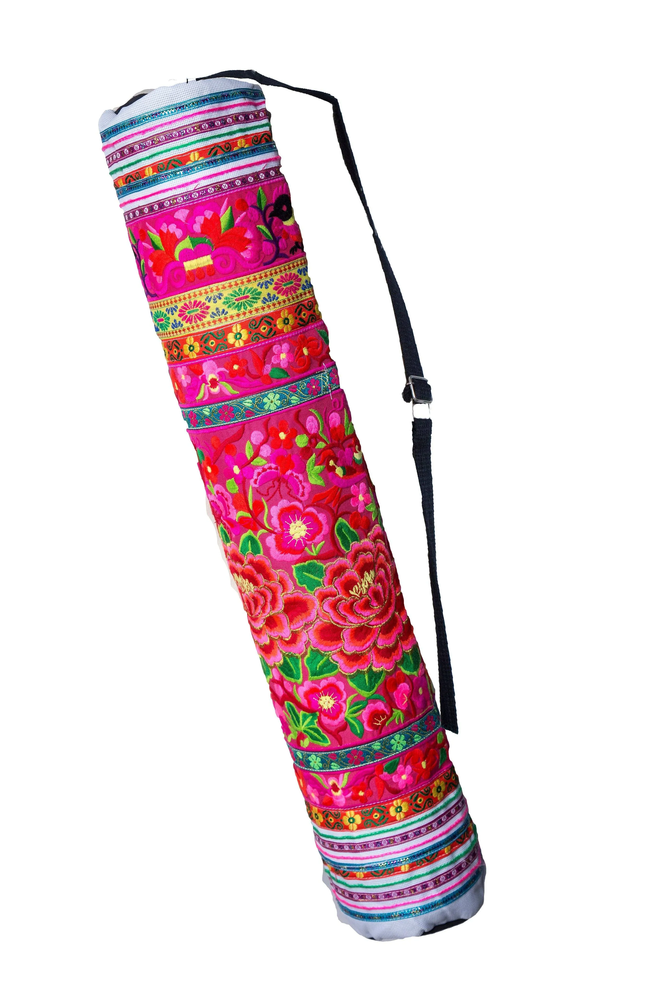 Bohemian Yoga Mat Bag Carrier Embroidered Hill tribe ethnic G