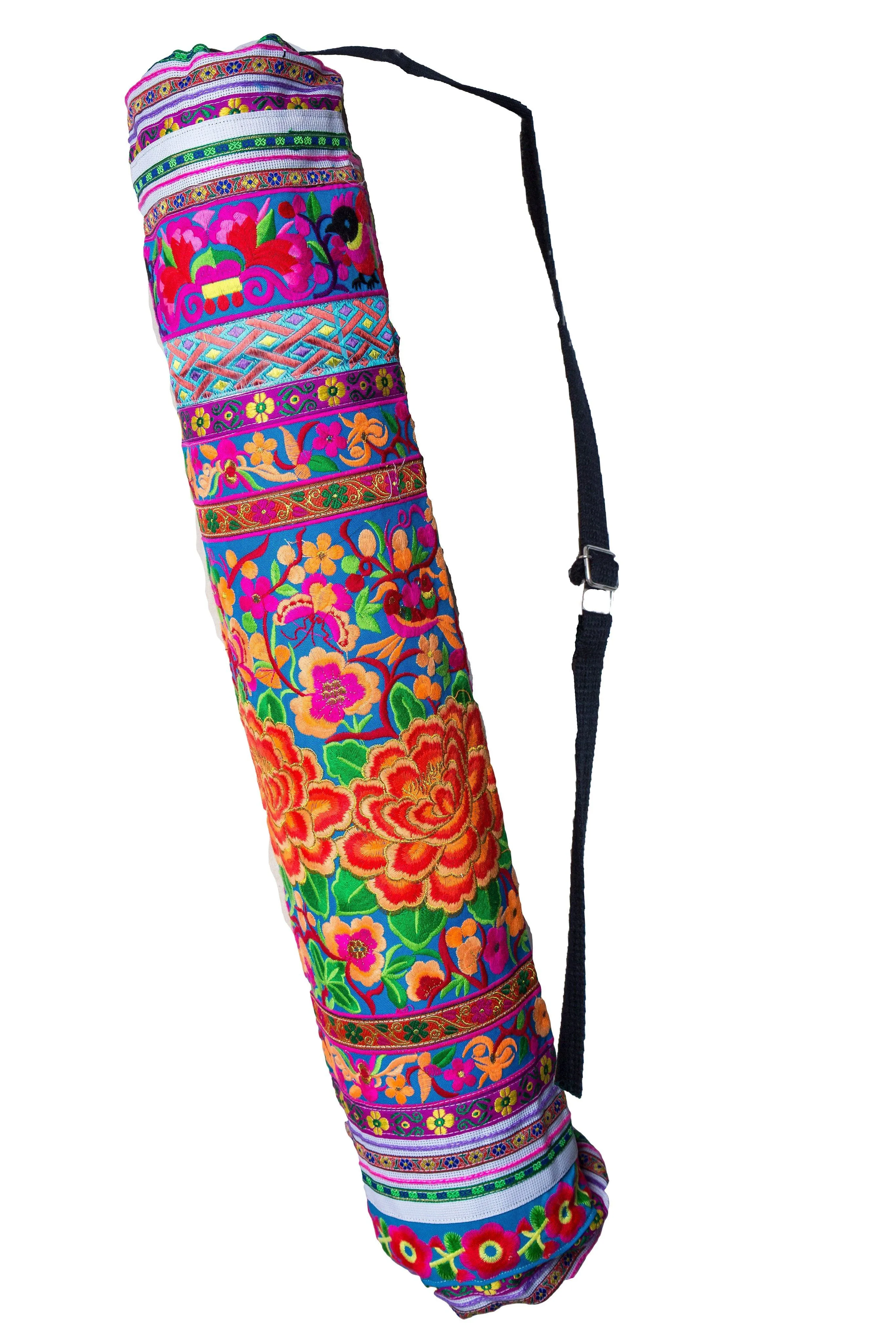 Bohemian Yoga Mat Bag Carrier Embroidered Hill tribe ethnic G