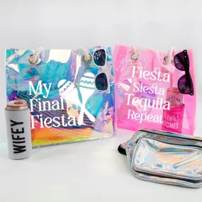 Bridesmaid Tote Set - Final Fiesta Customized Waterproof Transparent Neon