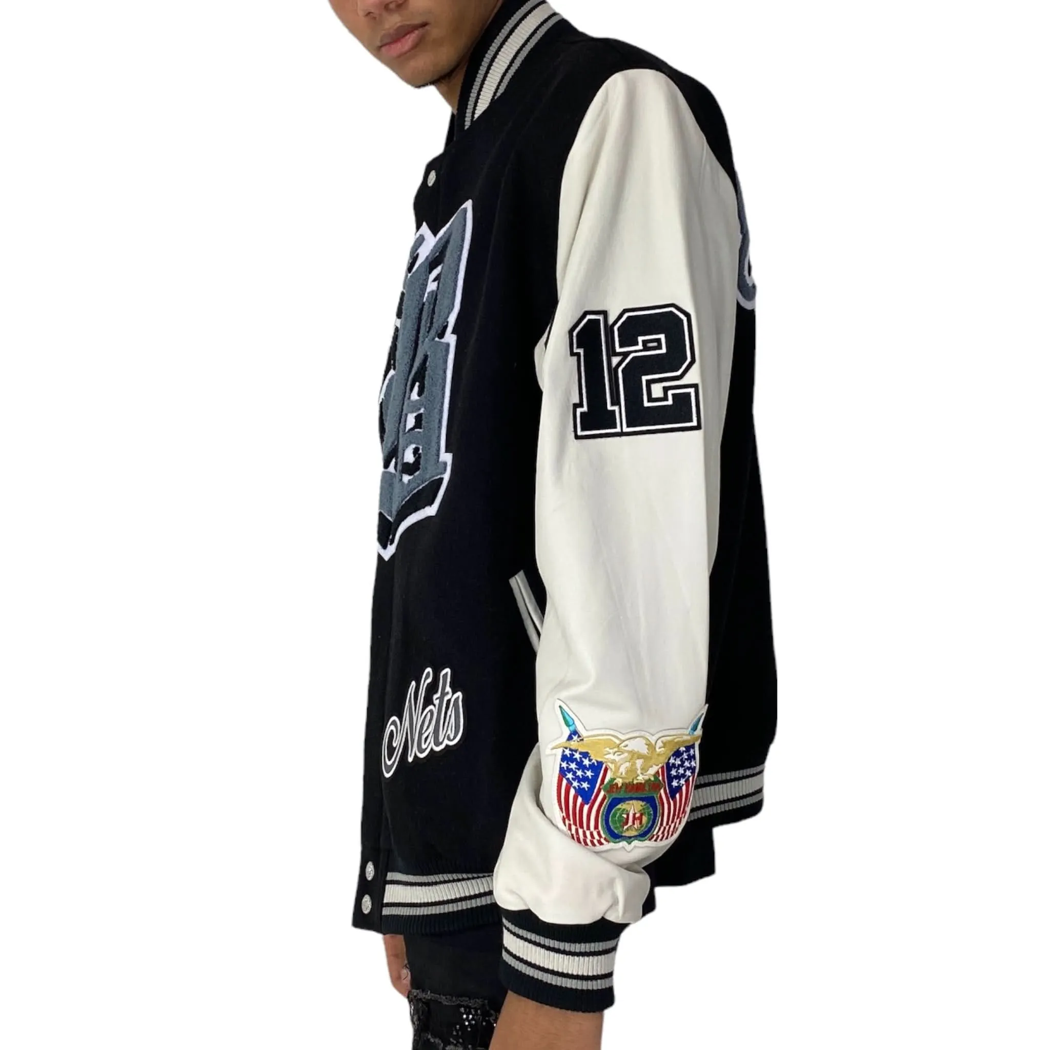 BROOKLYN NETS WOOL & LEATHER VARSITY JACKET