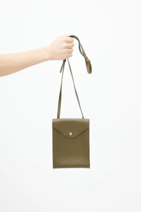 Brown Enveloppe With Strap Leather Pouch