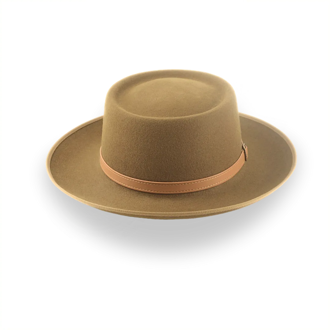 Brown Short Brim Western Fedora in Durable Fur Felt | The Bison