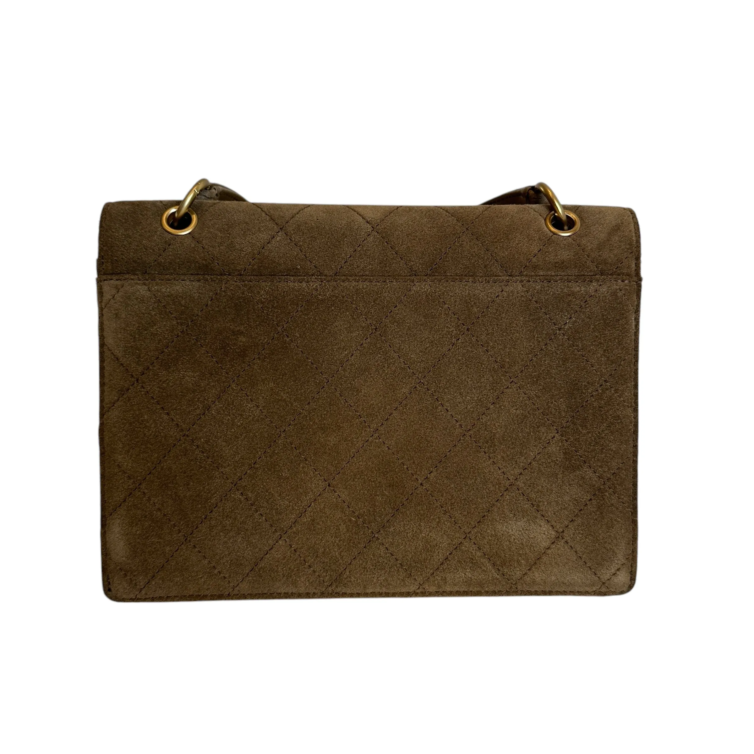 Brown Suede Flap Bag