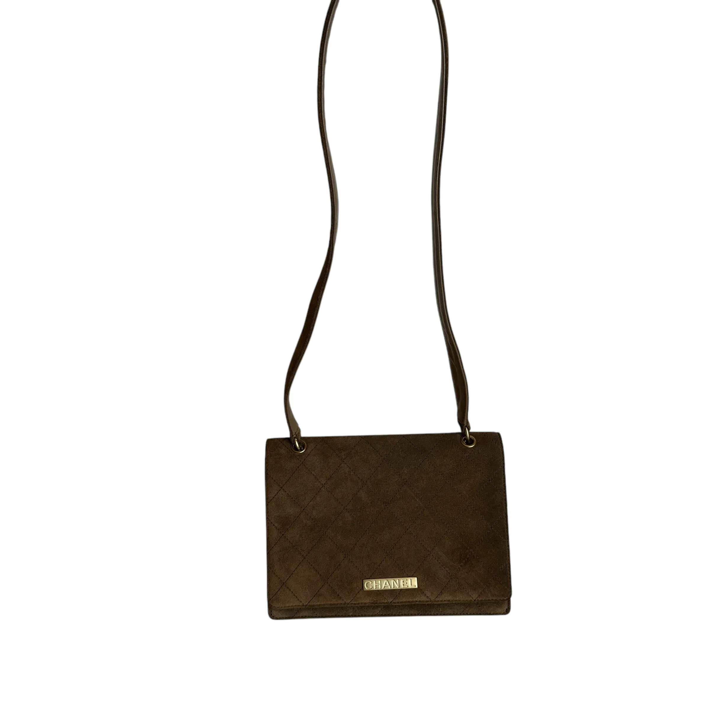 Brown Suede Flap Bag