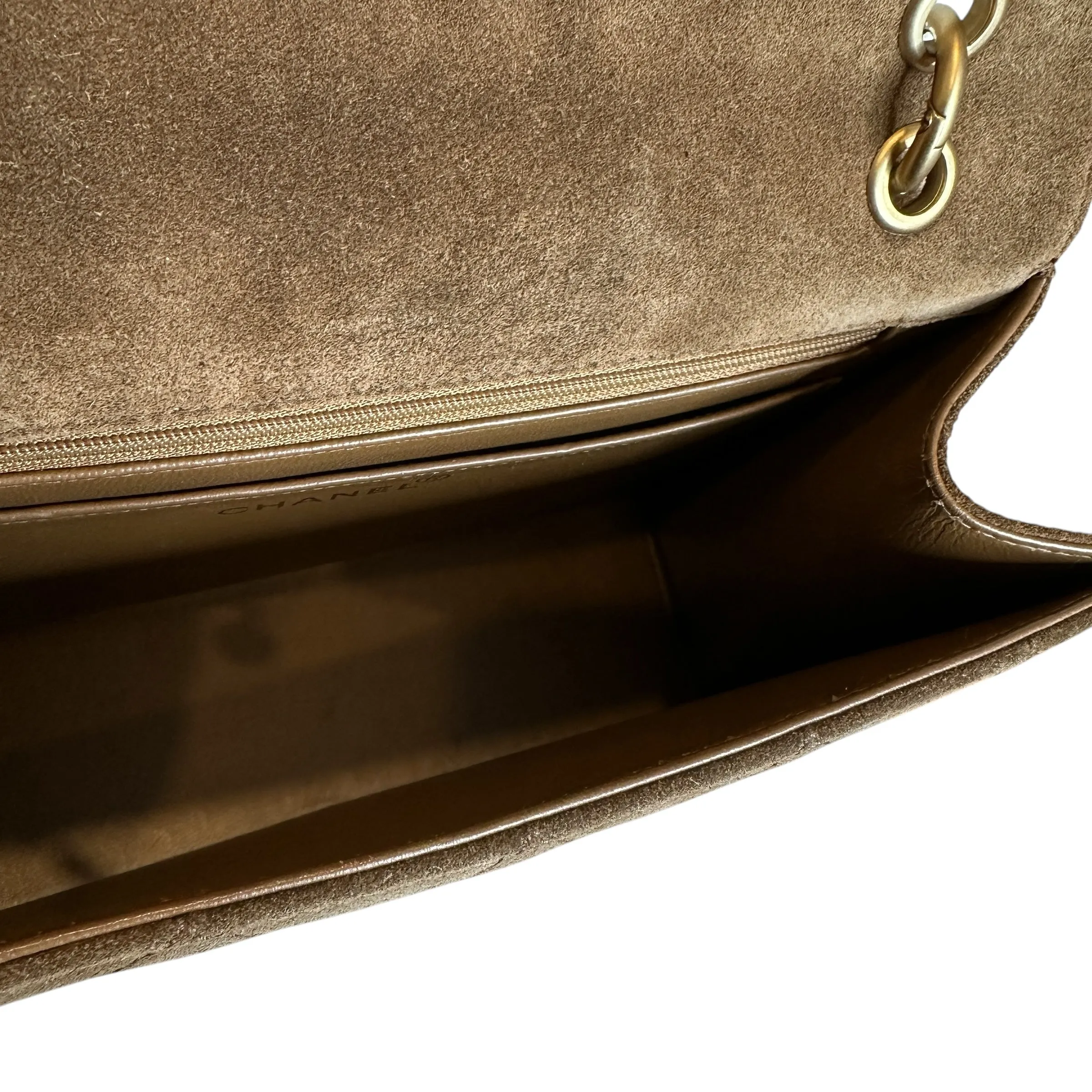 Brown Suede Flap Bag