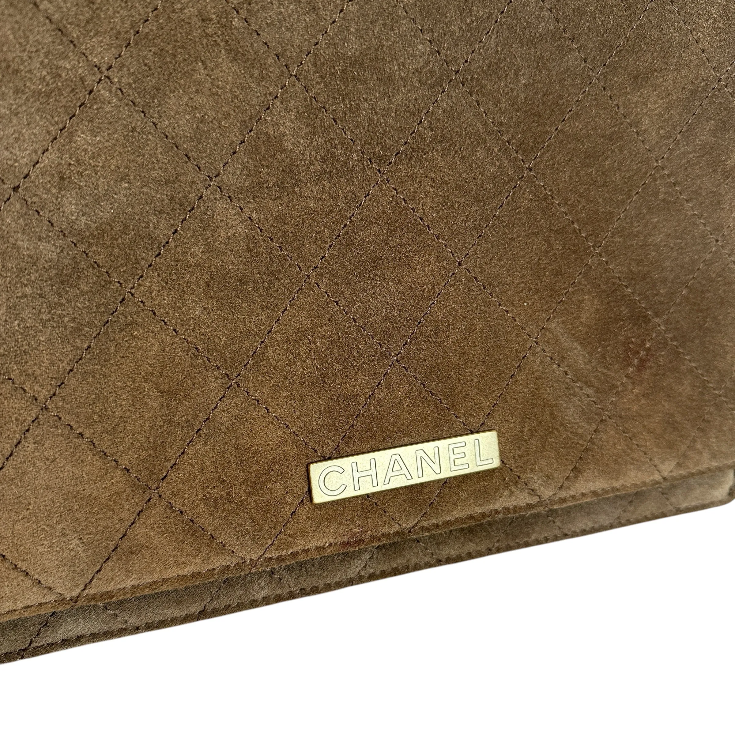 Brown Suede Flap Bag