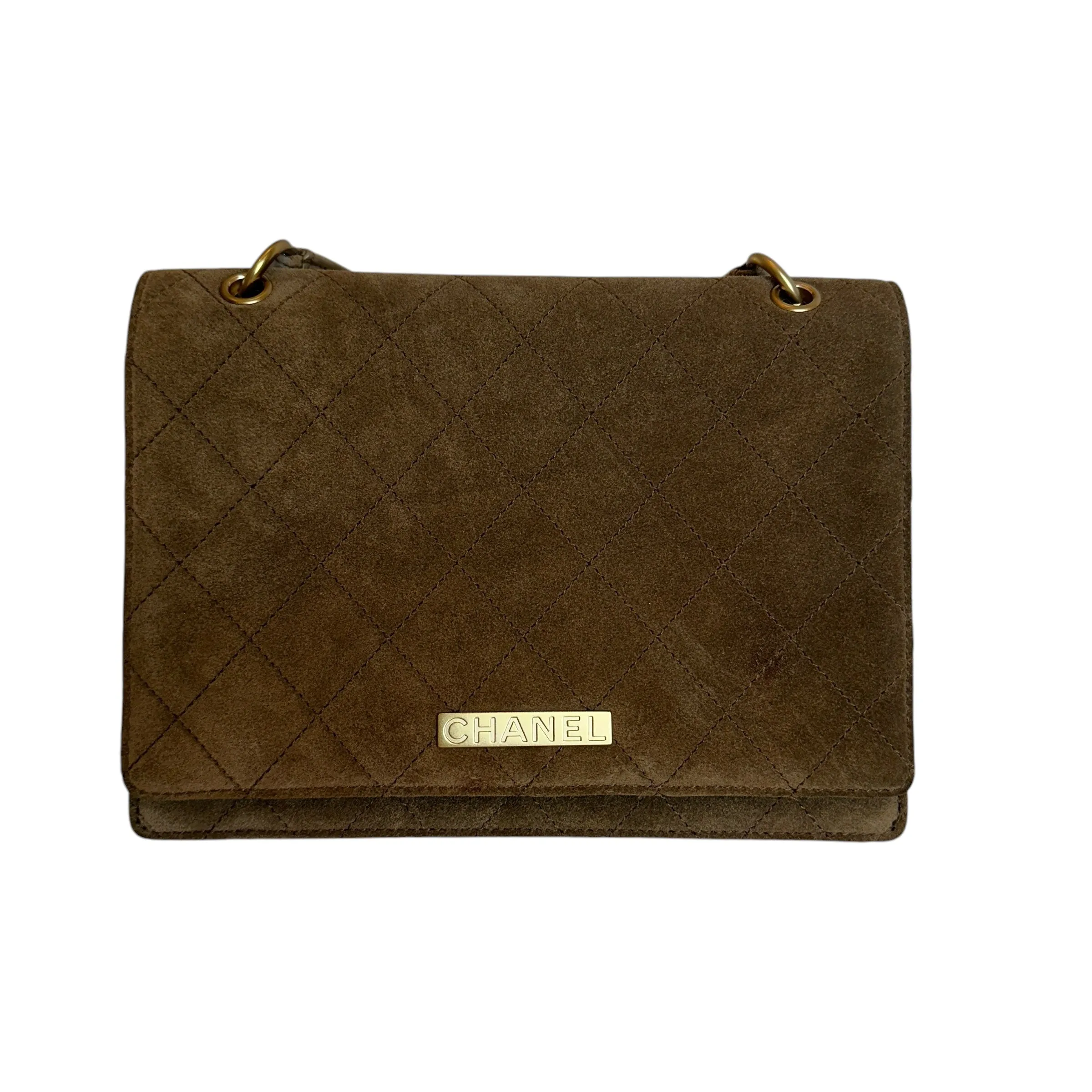 Brown Suede Flap Bag