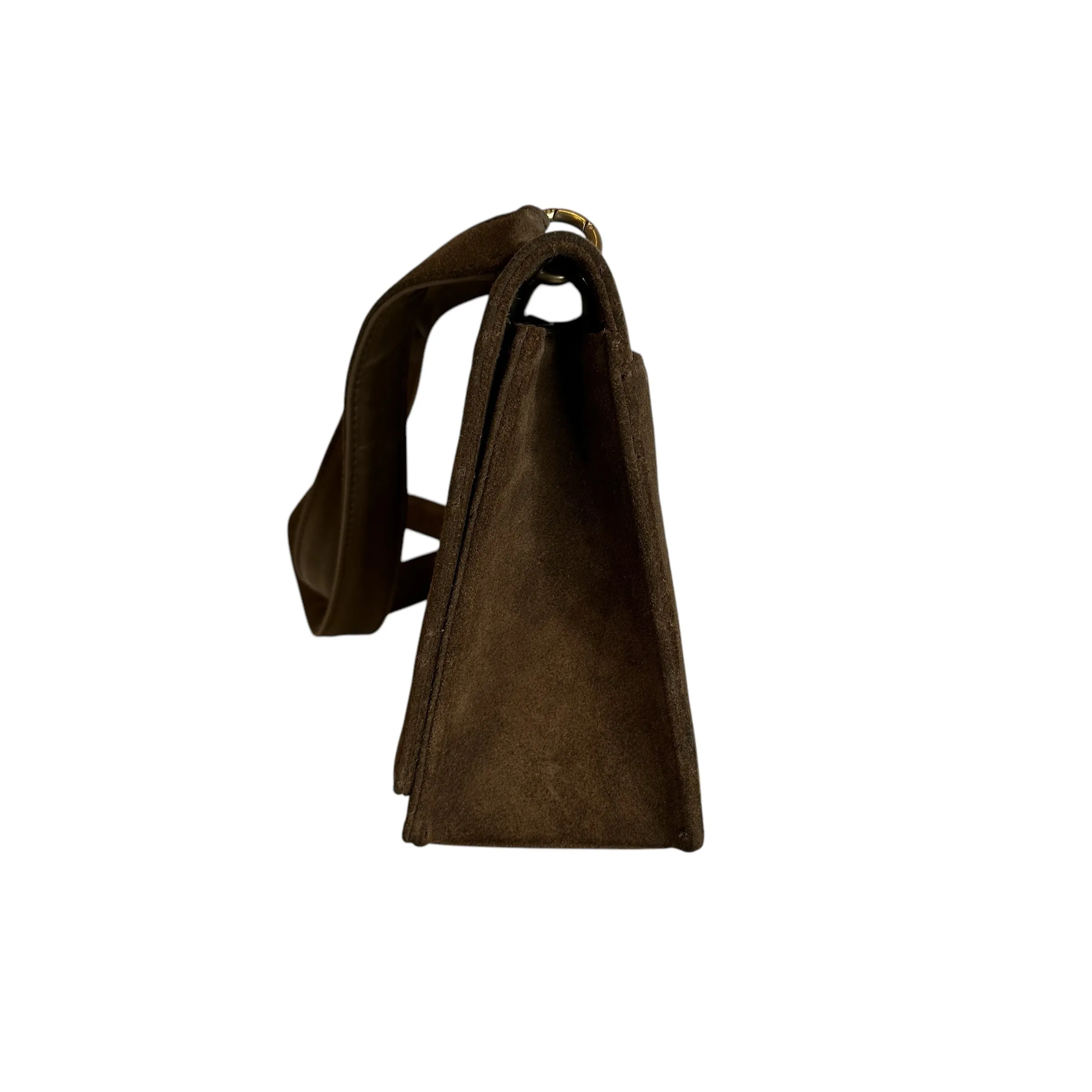 Brown Suede Flap Bag