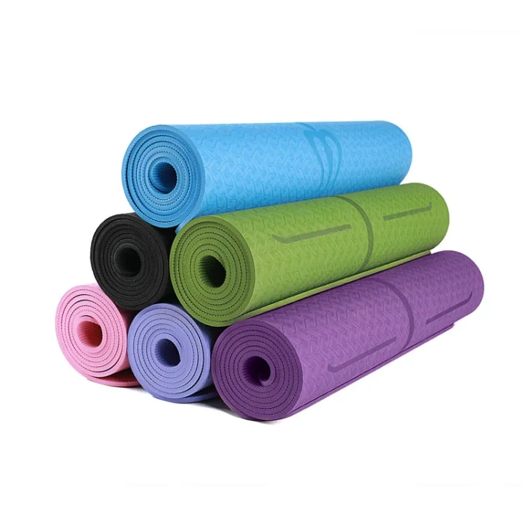 BSJ002 TPE Double Layer Two-Color Yoga Mat Fitness Mat with Body Line, Specification: 183 x 61 x 0.6cm(Deep Purple)