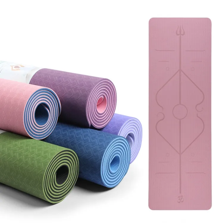 BSJ002 TPE Double Layer Two-Color Yoga Mat Fitness Mat with Body Line, Specification: 183 x 61 x 0.6cm(Deep Purple)