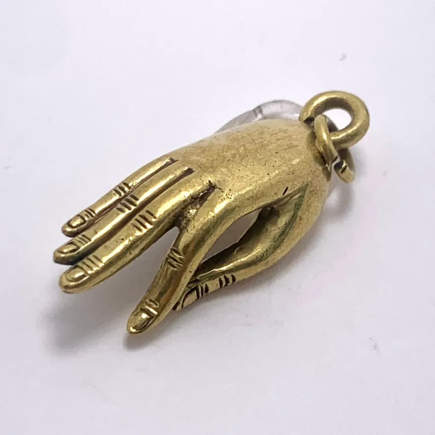 Buddha Hand Charm, 14x35mm, Brass