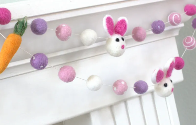 Bunny & Carrot Easter Garland- Lavender, Pink