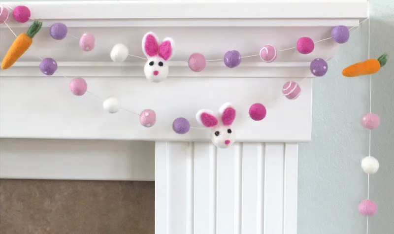 Bunny & Carrot Easter Garland- Lavender, Pink