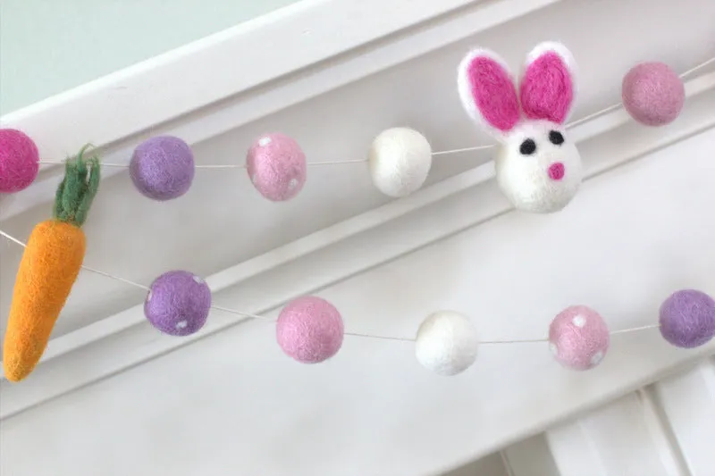 Bunny & Carrot Easter Garland- Lavender, Pink