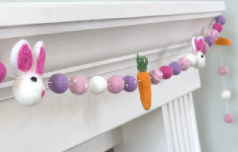 Bunny & Carrot Easter Garland- Lavender, Pink