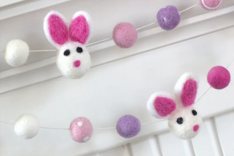 Bunny & Carrot Easter Garland- Lavender, Pink