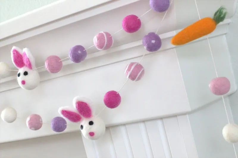 Bunny & Carrot Easter Garland- Lavender, Pink