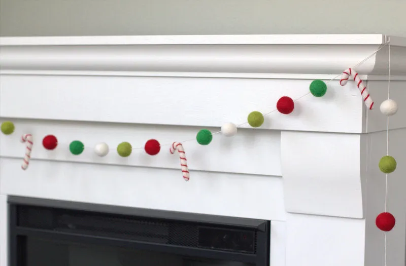 Candy Cane Felt Garland- Lime, Kelly Green, Red, White