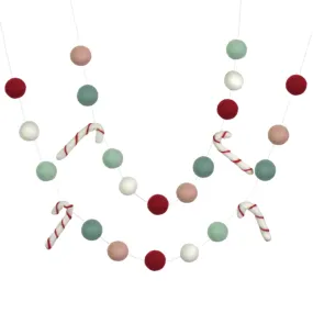 Candy Cane Felt Garland- Red, Pink, Teal