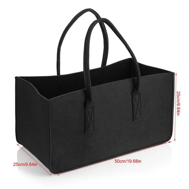 Casual Black Felt Bag For Firewood Household Items