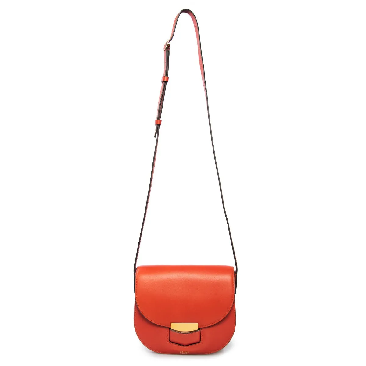 Celine Trotteur Small Red Calfskin Leather Crossbody Handbag