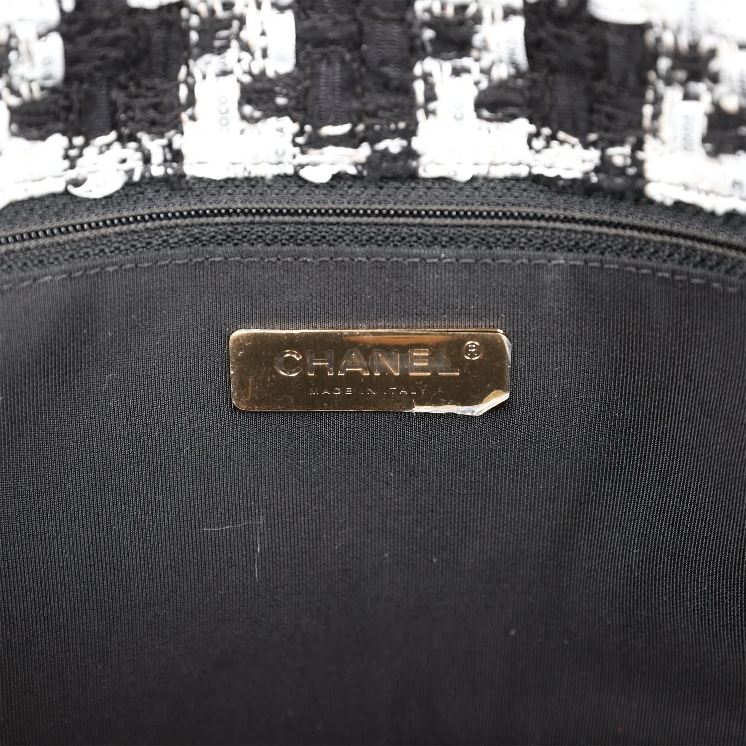 Chanel Large 19 Flap Bag Black and White Tweed Mixed Hardware