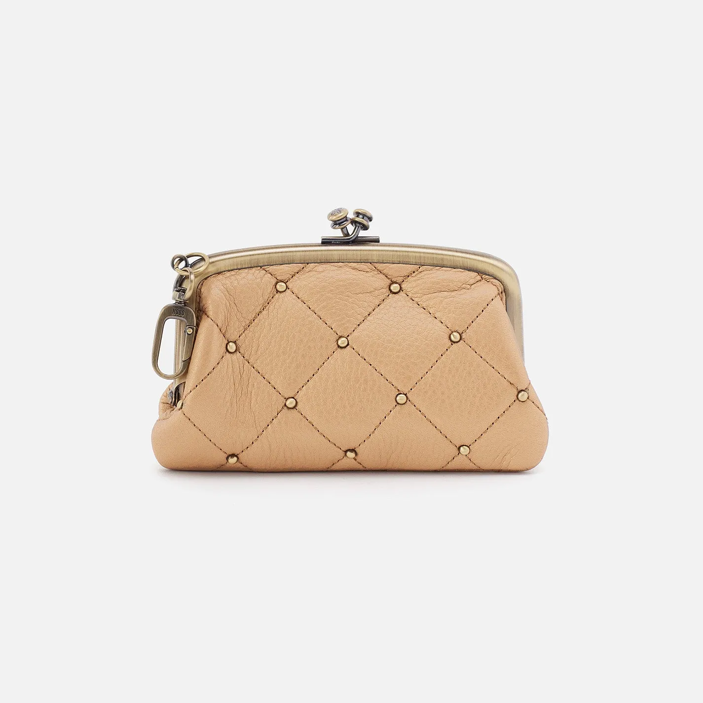 Cheer Frame Pouch In Pebbled Metallic Leather - Dusty Gold