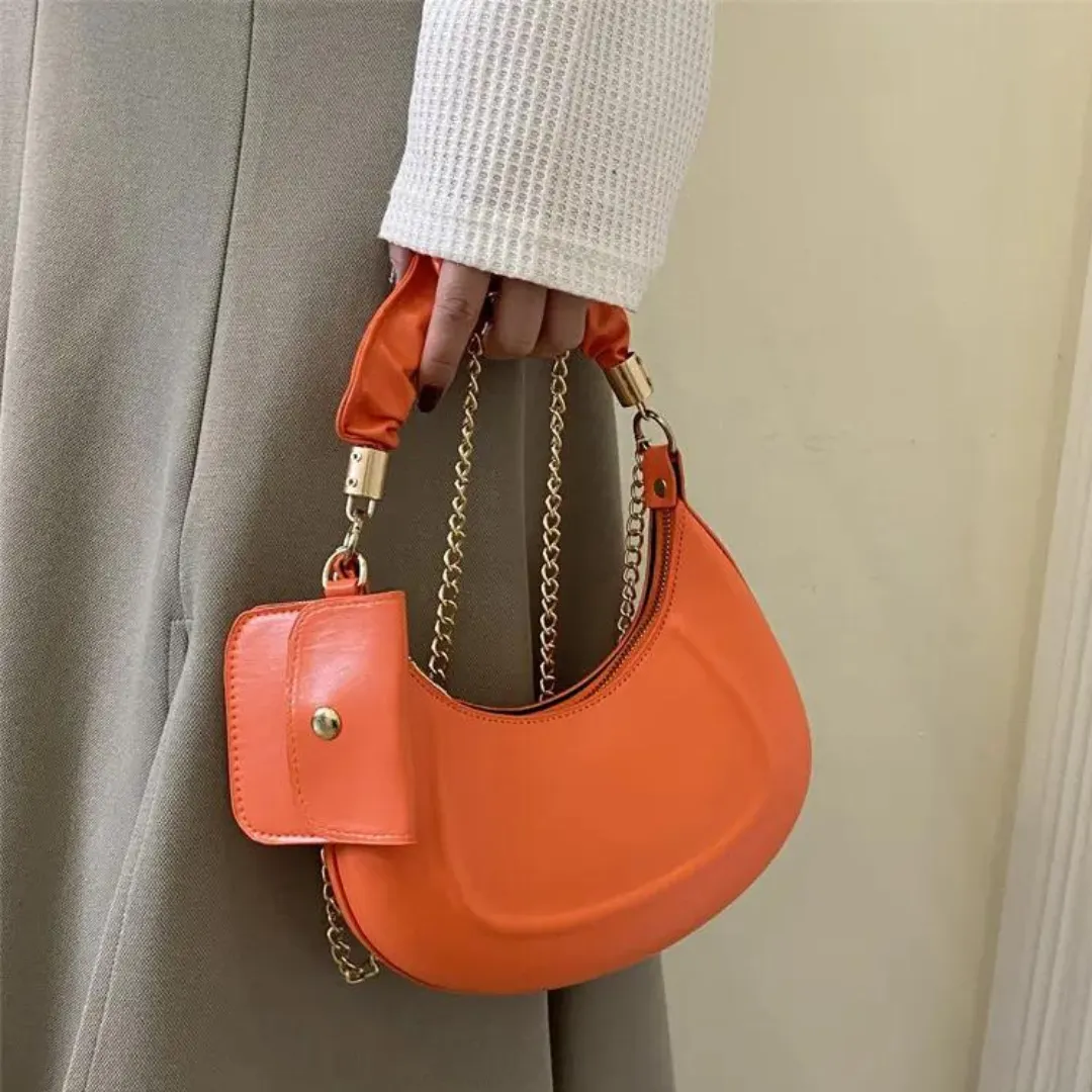 Chokore Baguette Bag with Gold Chain (Orange)