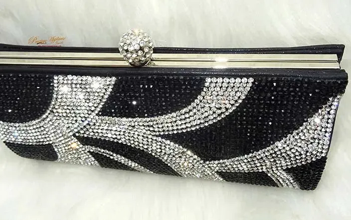 Classy Black Party Wedding Cocktail Rhinestone Clutch Evening Party Purse