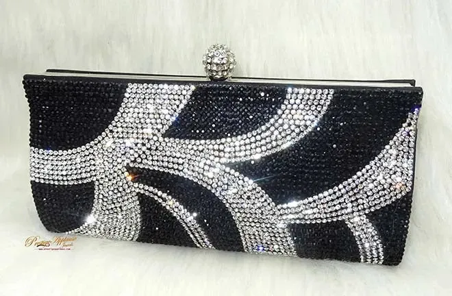 Classy Black Party Wedding Cocktail Rhinestone Clutch Evening Party Purse