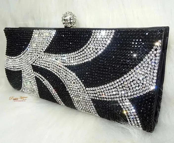 Classy Black Party Wedding Cocktail Rhinestone Clutch Evening Party Purse