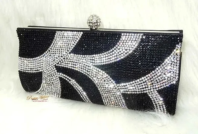 Classy Black Party Wedding Cocktail Rhinestone Clutch Evening Party Purse