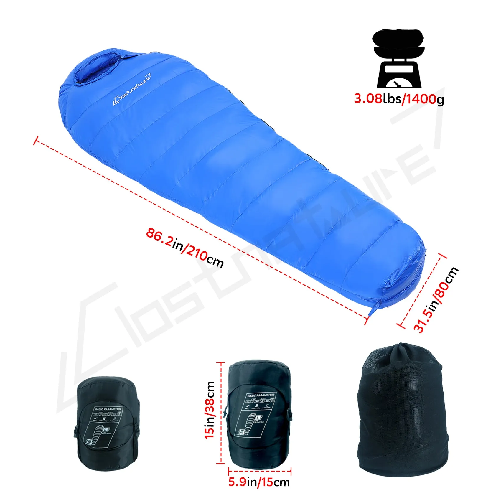 Clostnature Down Backpacking Sleeping Bag - 20D Ultralight Mummy Down Sleeping Bag